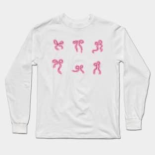 coquette bow pack with 6 red and pink bows Long Sleeve T-Shirt